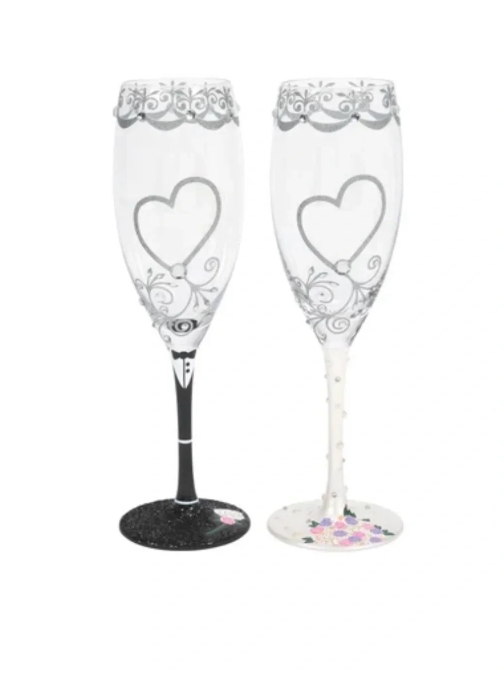 Lolita® “Love My Wine” Bride & Groom Hand-Painted Wine Glass Set